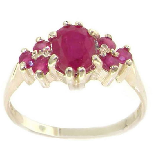 LBG 925 Sterling Silver Natural Ruby Womens Cluster Ring - Size 4.75