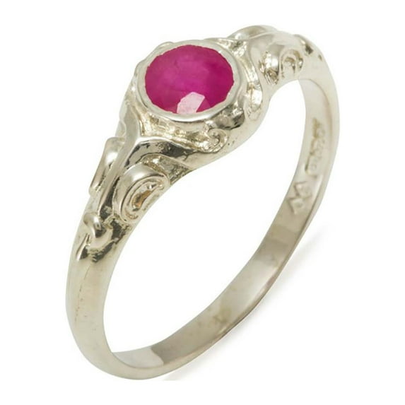 LBG 925 Sterling Silver Natural Ruby Womens Solitaire Ring - Size 7.75