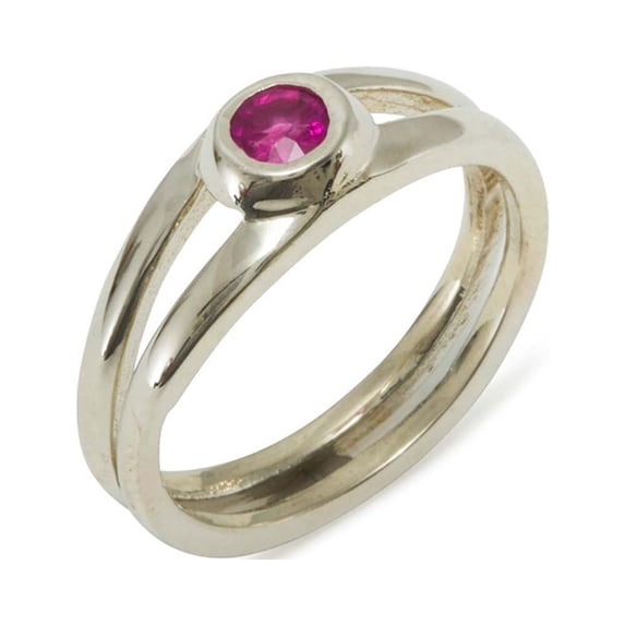 LBG 925 Sterling Silver Natural Ruby Womens Solitaire Statement Ring - Size 5.25