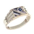 thumbnail image 1 of LBG 925 Sterling Silver Natural Sapphire Mens Signet Ring - Size 6.25, 1 of 6