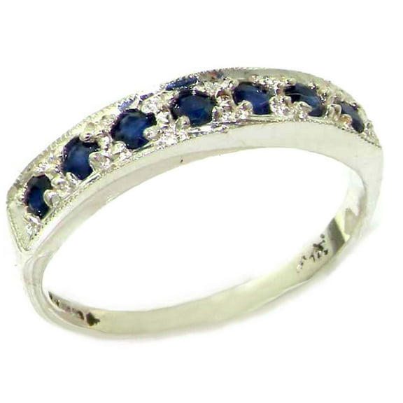 LBG 925 Sterling Silver Natural Sapphire Womens Band Ring - Sizes 4 to 12 Available