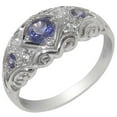 thumbnail image 1 of LBG 925 Sterling Silver Natural Tanzanite and Diamond Womens Band Ring - size 6, 1 of 6