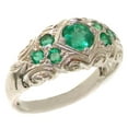thumbnail image 1 of LBG 925 Sterling Silver Real Genuine Emerald Womens Band Ring - Size 8.25, 1 of 6