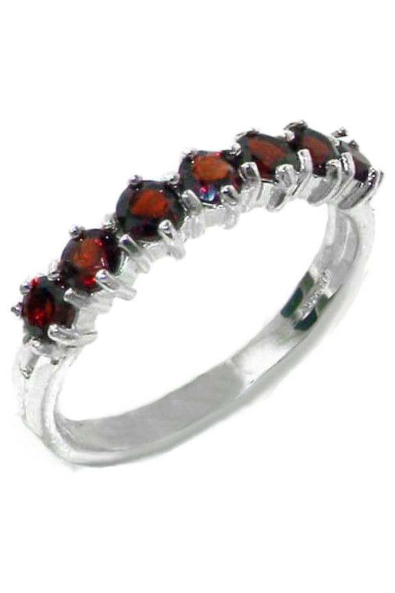 LBG 925 Sterling Silver Real Genuine Garnet Womans Eternity Band Ring - Size 10