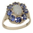 thumbnail image 1 of LBG 925 Sterling Silver Real Genuine Opal and Tanzanite Womens Band Ring - Size 10, 1 of 4