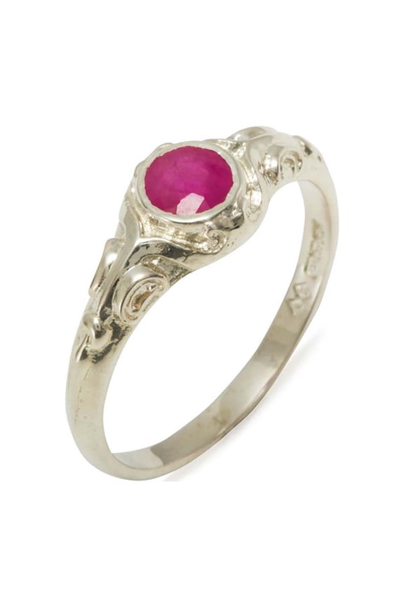 LBG 925 Sterling Silver Real Genuine Ruby Womens Band Ring - Size 10