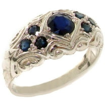 LBG 925 Sterling Silver Real Genuine Sapphire Womens Band Ring - Size 10
