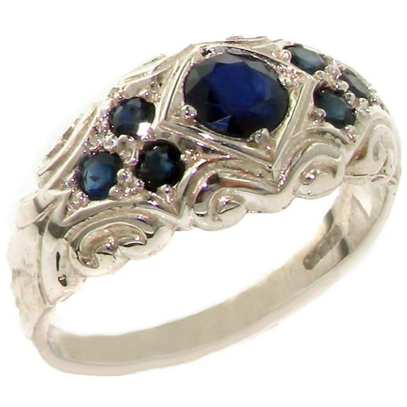 LBG 925 Sterling Silver Real Genuine Sapphire Womens Band Ring - Size 4