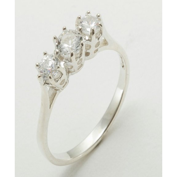 LBG 925 Sterling Silver Synthetic Cubic Zirconia Womens Anniversary Ring - Size 10