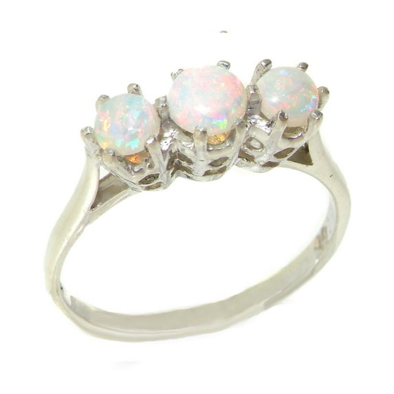 LBG 9k White Gold Natural Opal Womens Anniversary Ring - Size 5