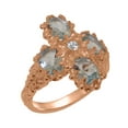thumbnail image 1 of LBG British Made 10k Rose Gold Cubic Zirconia & Aquamarine Womens Anniversary Ring - 33 size options - Size 12, 1 of 6