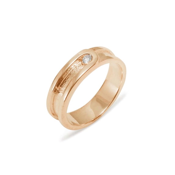 LBG British Made 10k Rose Gold Cubic Zirconia Mens Band Ring - 25 size options - Size 7