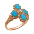thumbnail image 1 of LBG British Made 10k Rose Gold Cubic Zirconia & Turquoise Womens Anniversary Ring - 33 size options - Size 9.25, 1 of 6