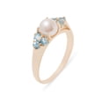 thumbnail image 1 of LBG British Made 10k Rose Gold Cultured Pearl & Blue Topaz Womens Cluster Ring - 33 size options - Size 7, 1 of 6