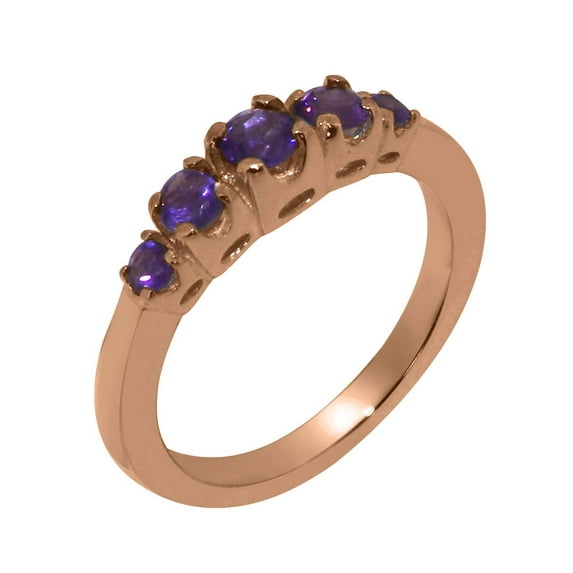 LBG British Made 10k Rose Gold Natural Amethyst Womens band Ring - 33 size options - Size 10.75