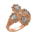 thumbnail image 1 of LBG British Made 10k Rose Gold Natural Diamond & Aquamarine Womens Promise Ring - 33 size options - Size 7.75, 1 of 6