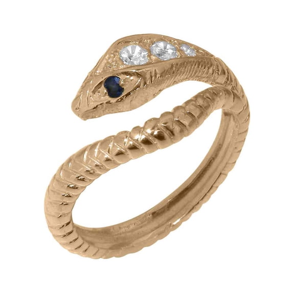 LBG British Made 10k Rose Gold Natural Diamond & Sapphire Womens Promise Ring - 33 size options - Size 6.5