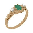 thumbnail image 1 of LBG British Made 10k Rose Gold Natural Emerald & Cubic Zirconia Womens Engagement Ring - 33 size options - Size 4.5, 1 of 9