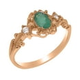 thumbnail image 1 of LBG British Made 10k Rose Gold Natural Emerald & Diamond Womens Statement Ring - 33 size options - Size 6.75, 1 of 8