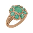 thumbnail image 1 of LBG British Made 10k Rose Gold Natural Emerald Womens Statement Ring - 33 size options - Size 11.5, 1 of 8
