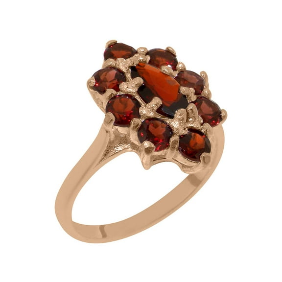 LBG British Made 10k Rose Gold Natural Garnet Womens Statement Ring - 33 size options - Size 10