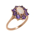 thumbnail image 1 of LBG British Made 10k Rose Gold Natural Opal & Amethyst Womens Cluster Ring - 33 size options - Size 11.75, 1 of 5