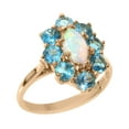thumbnail image 1 of LBG British Made 10k Rose Gold Natural Opal & Blue Topaz Womens Statement Ring - 33 size options - Size 10, 1 of 5
