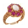 thumbnail image 1 of LBG British Made 10k Rose Gold Natural Opal & Ruby Womens Statement Ring - 33 size options - Size 9, 1 of 5