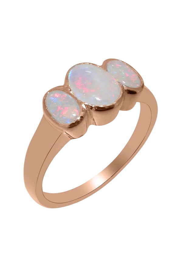 LBG British Made 10k Rose Gold Natural Opal Womens Engagement Ring - 33 size options - Size 4.5