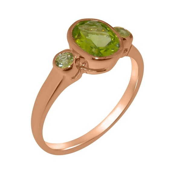 LBG British Made 10k Rose Gold Natural Peridot Womens Anniversary Ring - 33 size options - Size 9