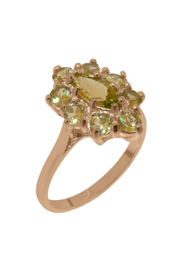 LBG British Made 10k Rose Gold Natural Peridot Womens Statement Ring - 33 size options - Size 10