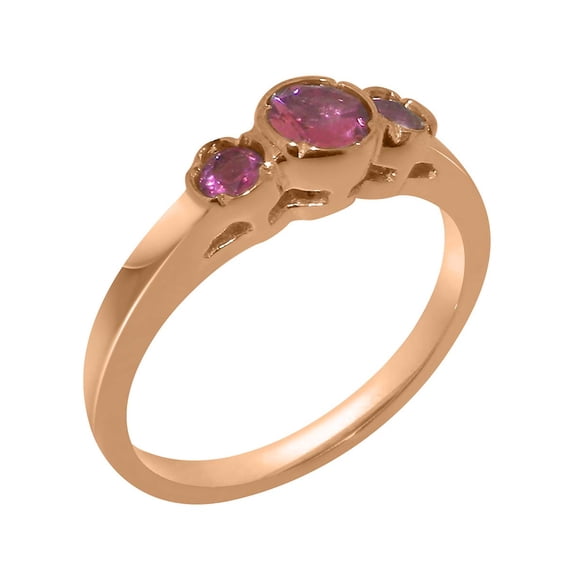 LBG British Made 10k Rose Gold Natural Pink Tourmaline Womens Statement Ring - 33 size options - Size 6.75