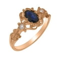 thumbnail image 1 of LBG British Made 10k Rose Gold Natural Sapphire & Cultured Pearl Womens Engagement Ring - 33 size options - Size 11, 1 of 8