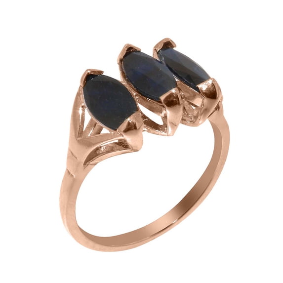 LBG British Made 10k Rose Gold Natural Sapphire Womens Anniversary Ring - 33 size options - Size 4.75