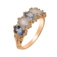 thumbnail image 1 of LBG British Made 10k Rose Gold Natural Tanzanite & Opal Womens Eternity Ring - 33 size options - Size 6.5, 1 of 7