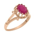 thumbnail image 1 of LBG British Made 10k Rose Gold Real Genuine Ruby Womens Engagement Ring - 33 size options - Size 5.75, 1 of 6