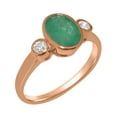 thumbnail image 1 of LBG British Made 10k Rose Gold Real Natural Emerald & Cubic Zirconia Womens Statement Ring - 33 size options - Size 8, 1 of 6