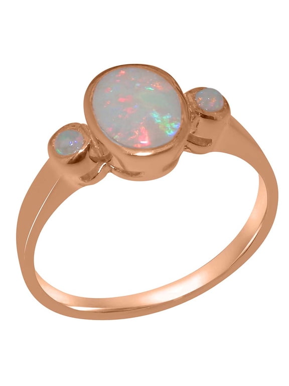 LBG British Made 10k Rose Gold Real Natural Opal Womens Statement Ring - 33 size options - Size 8