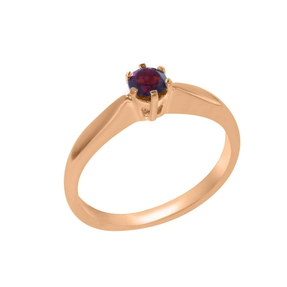LBG British Made 10k Rose Gold Ring with Natural Garnet Womens Engagement Ring - 33 size options - Size 7.25