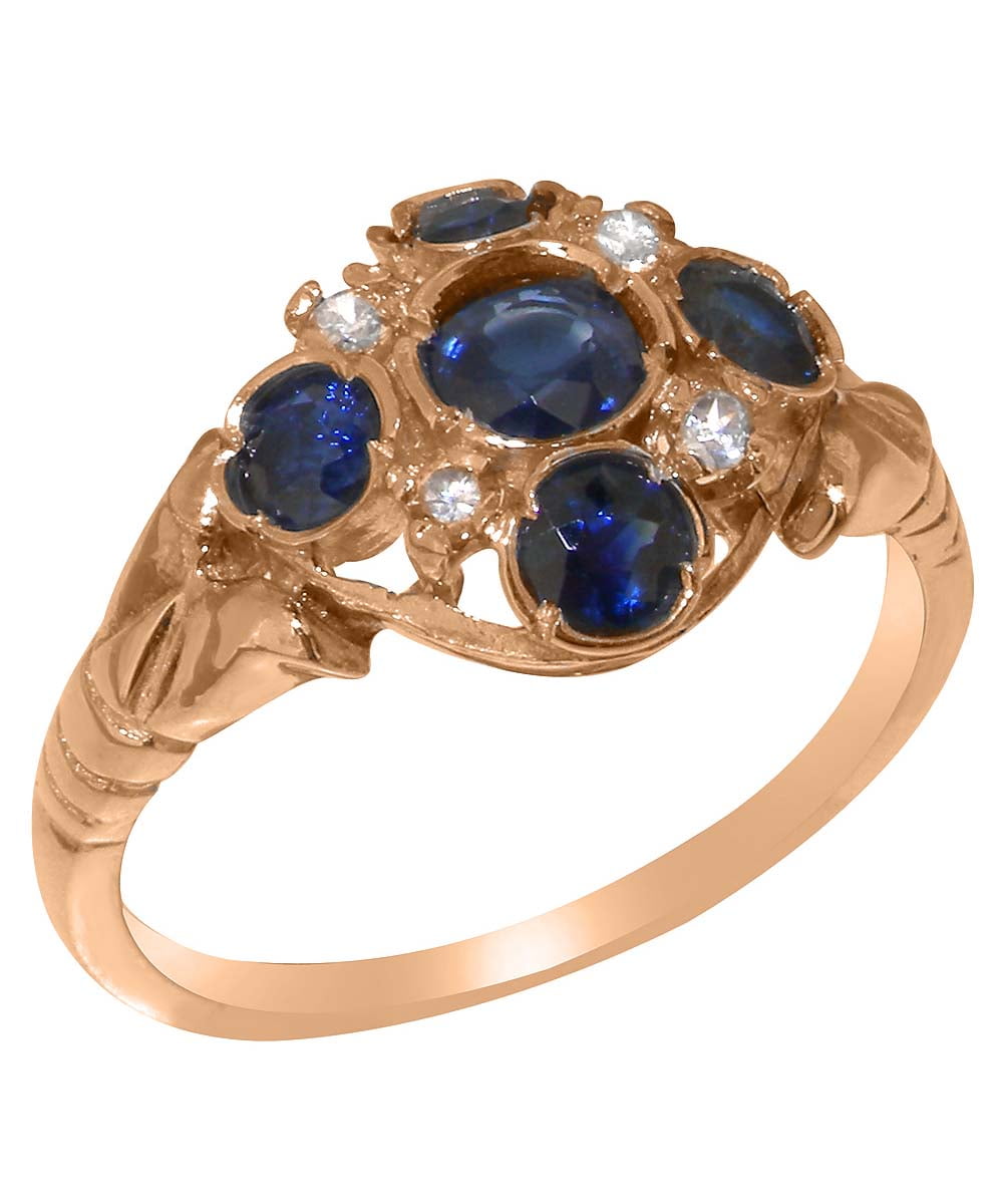 LBG British Made 10k Rose Gold Sapphire Diamond ring Womens