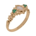 thumbnail image 1 of LBG British Made 10k Rose Gold Womens Ring Natural Opal & Emerald Anniversary Ring - 33 size options - Size 7.5, 1 of 9