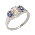 thumbnail image 1 of LBG British Made 10k White Gold Cubic Zirconia & Natural Tanzanite Womens Promise Ring - 33 size options - Size 10.75, 1 of 6