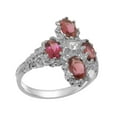 thumbnail image 1 of LBG British Made 10k White Gold Cubic Zirconia & Pink Tourmaline Womens Statement Ring - 33 size options - Size 10, 1 of 6