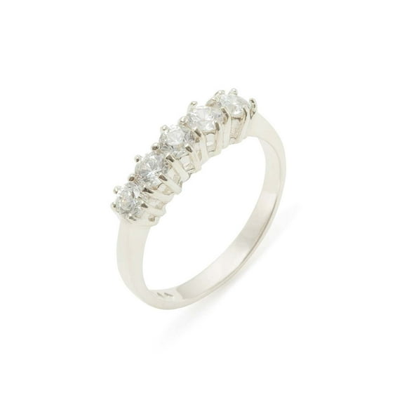 LBG British Made 10k White Gold Cubic Zirconia Womens Promise Ring - 33 size options - Size 9.5