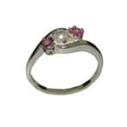 thumbnail image 1 of LBG British Made 10k White Gold Cultured Pearl & Pink Tourmaline Womens Trilogy Ring - 33 size options - Size 4.75, 1 of 6