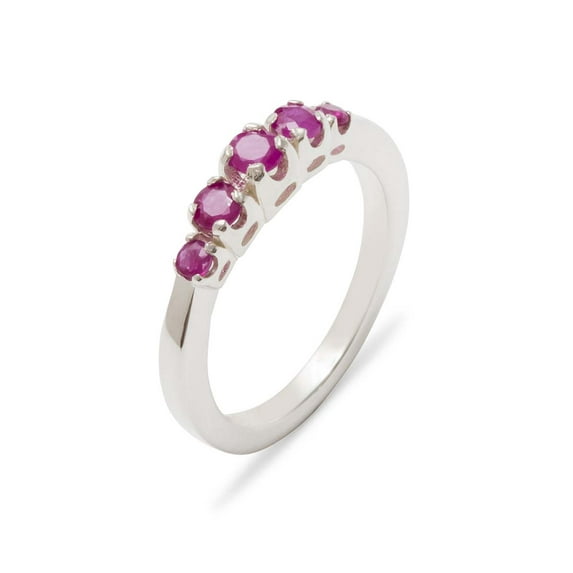 LBG British Made 10k White Gold Genuine Natural Ruby Womens band Ring - 33 size options - Size 5.5