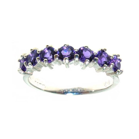 LBG British Made 10k White Gold Natural Amethyst Womens Eternity Ring - Size 9 - 33 size options
