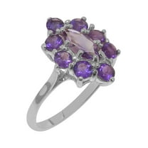 LBG British Made 10k White Gold Natural Amethyst Womens Statement Ring - 33 size options - Size 10
