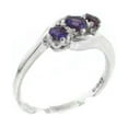 thumbnail image 1 of LBG British Made 10k White Gold Natural Amethyst Womens Trilogy Ring - 33 size options - Size 9.25, 1 of 7