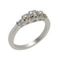 thumbnail image 1 of LBG British Made 10k White Gold Natural Aquamarine & Cultured Pearl Womens Anniversary Ring - 33 size options - Size 9, 1 of 6